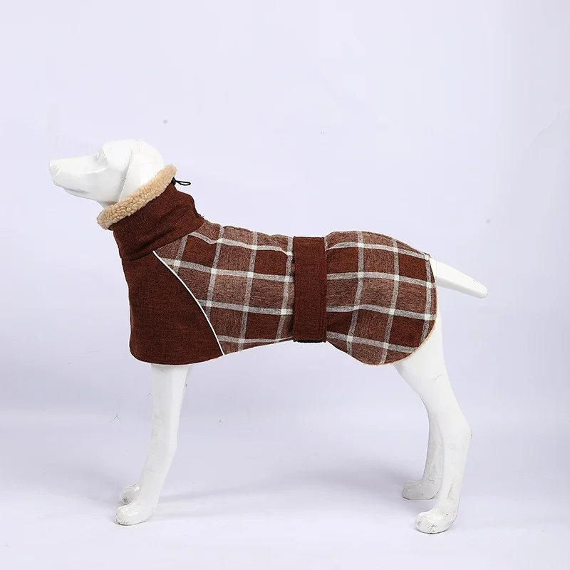 

Pet Clothes Autumn and Winter New Plaid Jacket Wool Warmth Reflective Cold-proof Cotton-padded Clothes Pet Supplies Dog Fashion