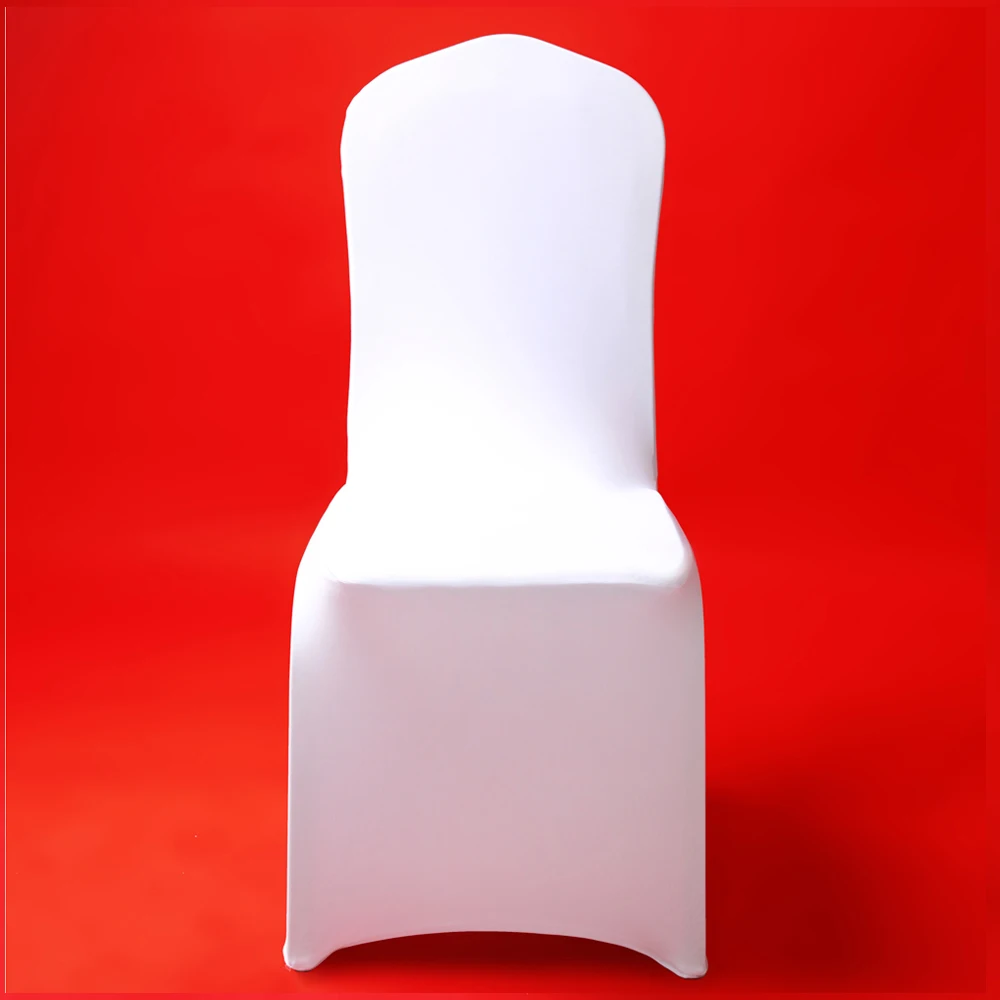 

Best 50/100Pcs Cheap Hotel White Lycra Spandex Chair Covers Weddings Party Christmas Banquet Dining Chair Office Cover Stretch