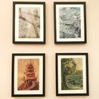 Аватар Ретро постеры и принты четыре страны акварельный пейзаж художественная живопись на холсте Современные настенные картины гостиная домашний декор