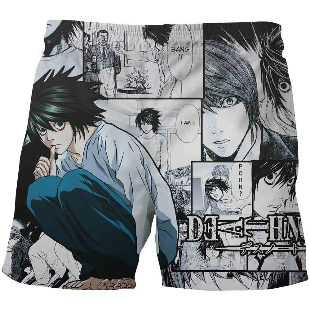 Death Note printing Fashion Beach Shorts Men's Anime Style Cosplay Streetwear Swimwear Pants Trendy Board Shorts Men clothing