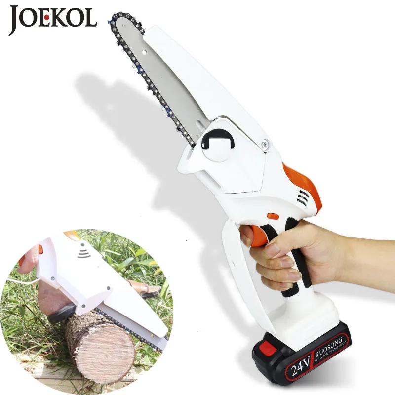 New 6 Inch Mini Electric Chain Saw Wireless Pruning Saw Portable Mini Saw Power By Rechargeable 21V Battery Lumbering
