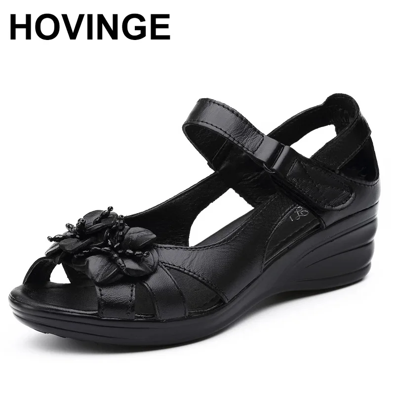 

Сандалии HOVINGE женские из воловьей кожи, босоножки из натуральной кожи на плоской подошве, пляжная обувь для матерей, повседневные босоножки ...