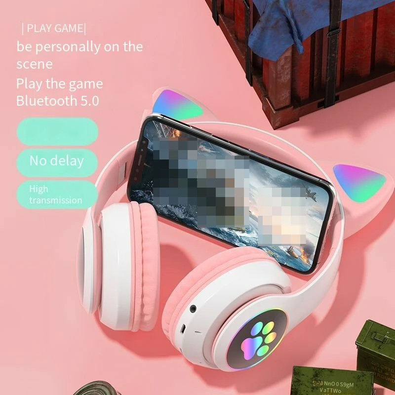 Симпатичные наушники с кошачьими ушками мигающая светодиодсветодиодный