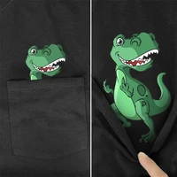 men t shirt fashion brand summer pocket dinosaur printed t shirt mens for women shirts hip hop tops funny cotton tees