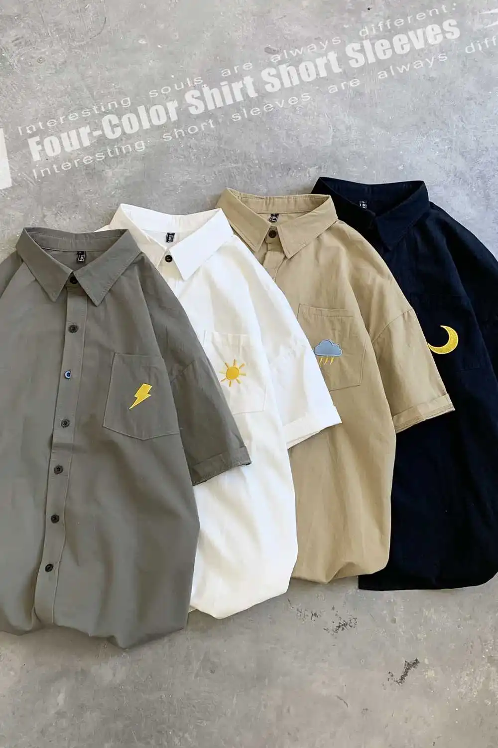 

2021 new summer Korean loose couple short sleeve shirt trend men's shirt casual thin chemise homme