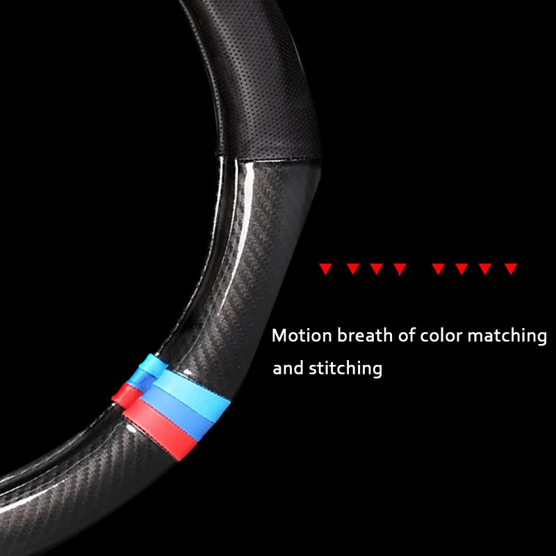 Углеродное волокно спорт натуральная кожа чехол рулевого колеса автомобиля