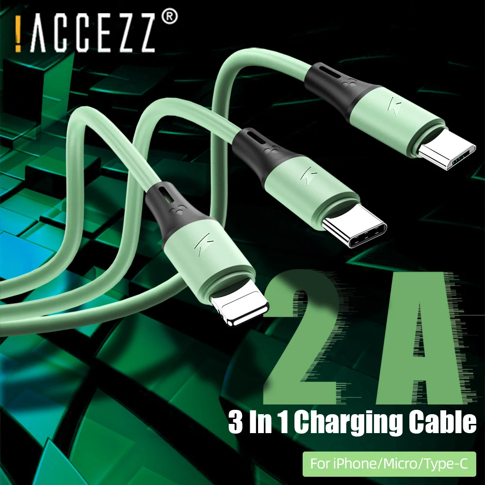 ! USB-кабель ACCEZZ 3 в 1 для iPhone 11 XS Pro Max 8 Plus Samsung S10 Xiaomi Redmi Note 5 USB C Pin зарядный кабель Android