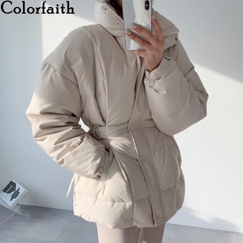 

Colorfaith New 2021 Autumn Winter Women Jackets Quilted Puffer Parkas High-Quality Fashionable Warm Wild Lady Short Coat CO1990