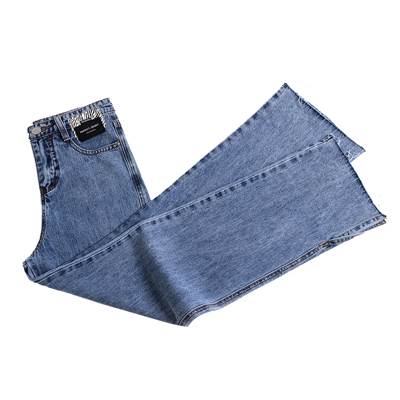 

Ladie Split Denim Wide Leg 2021 New Elasticity fashion Pants Vintage High Waist Jeans Harem Women temperament Long trousers