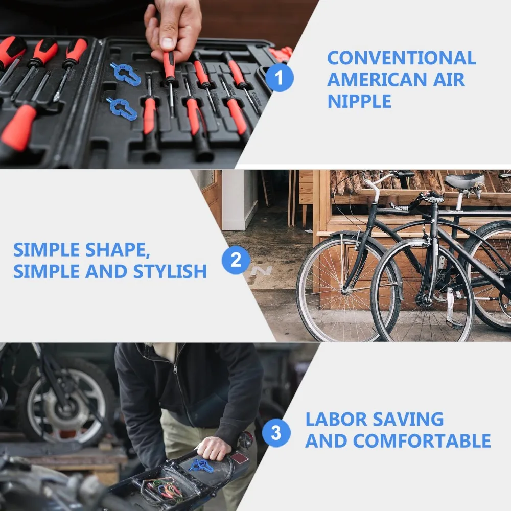 

2pcs Bike Core Removal Tool Wrench Core Key Nozzle Mounting Tool (Blue)