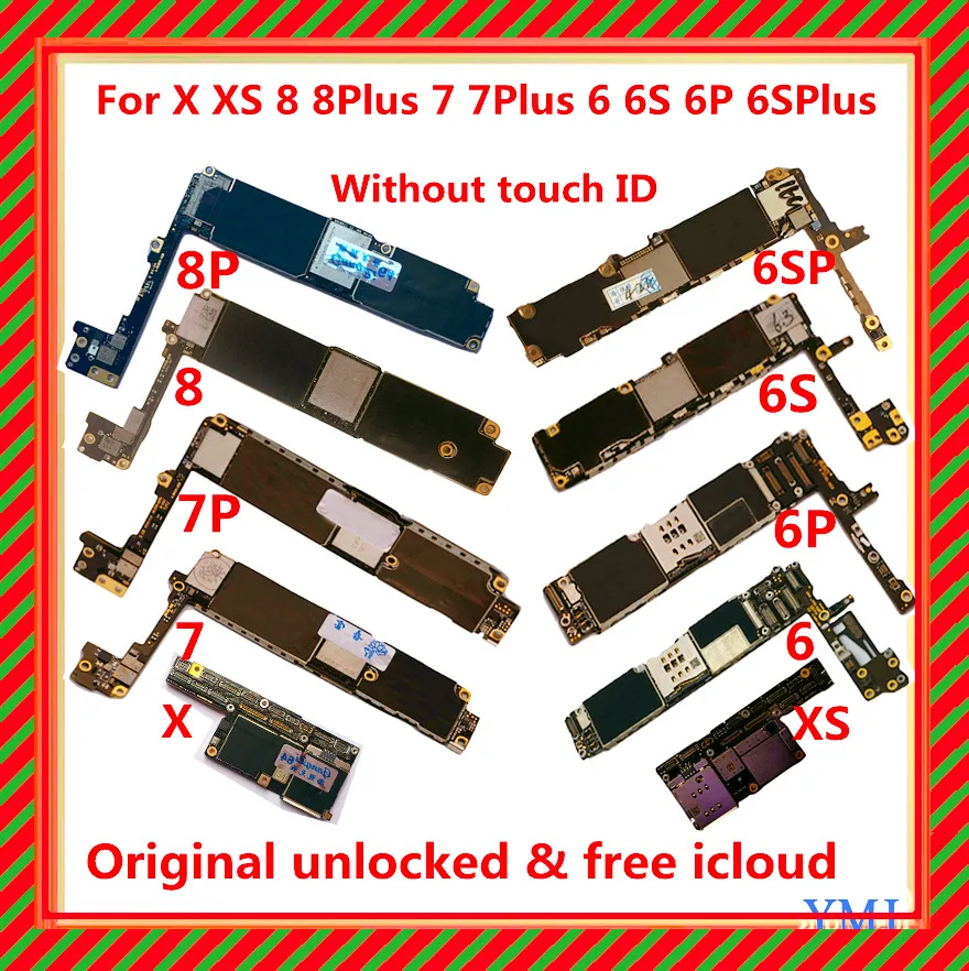 Разблокированная материнская плата для iPhone X XS 8 plus 7 7Plus 6 6plus 6s 6splus