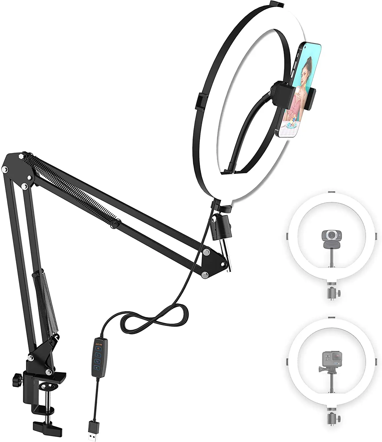 Selfie Led Ring Light with Tripod Stand Overhead Arm Clip For Phone Desktop Laptop Lights Live Stream Video Recording Youtube |
