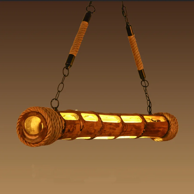 Бамбуковая светодиодная люстра в стиле лофт лампа для кафе ретро промышленный