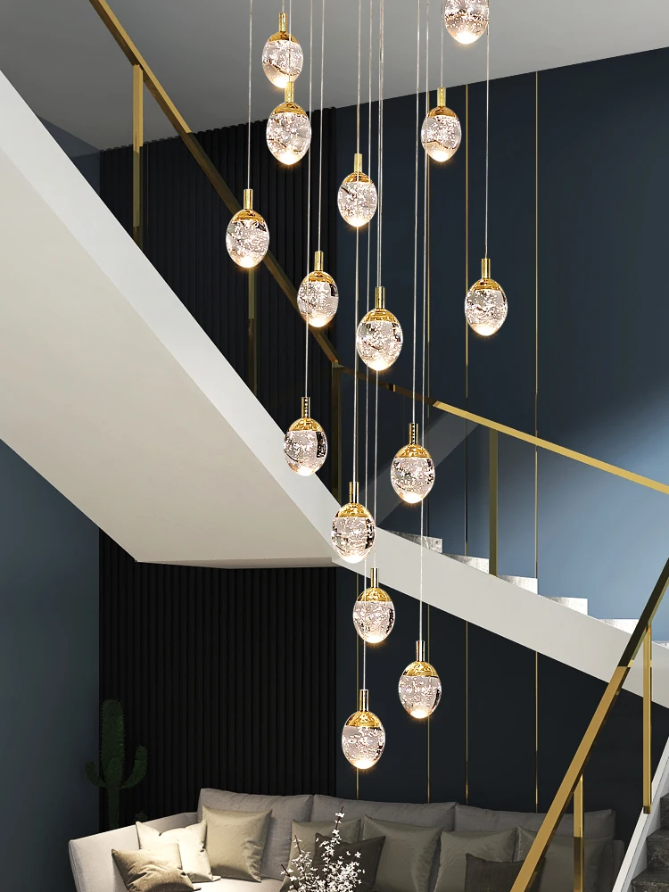 

Luxury Crystal Chandelier For Staircase Large Living Room Hall Chandeliers Lighting Gold Home Deocr Ied Cristal Lamps