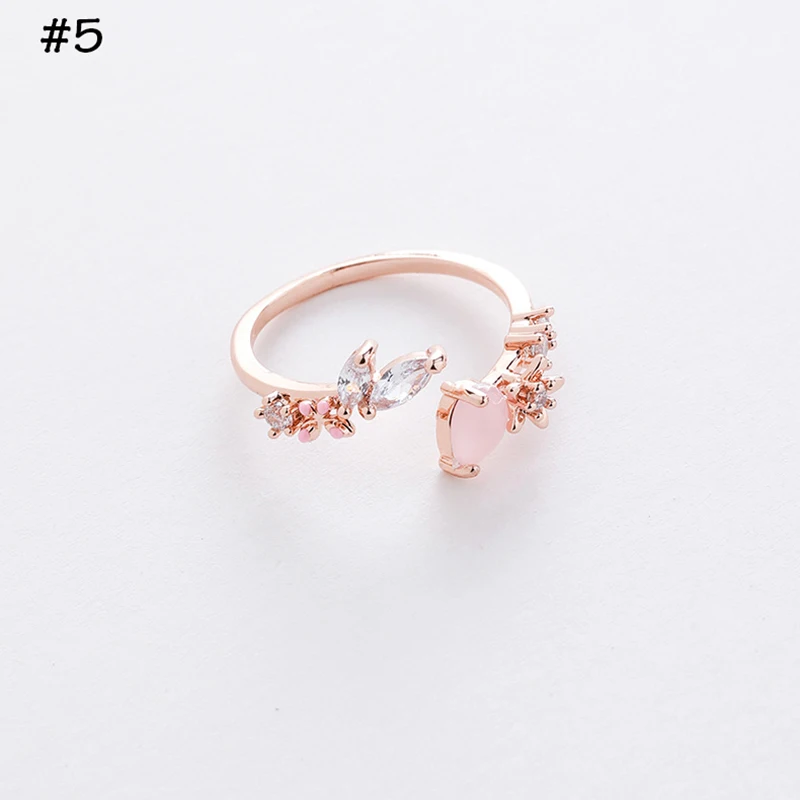 

Flowers Rings Double Layer Adjustable Index Vintage Inlaid Zircon Open Rings Crystal Heart Jewelry Women Bohemian Finger Rings