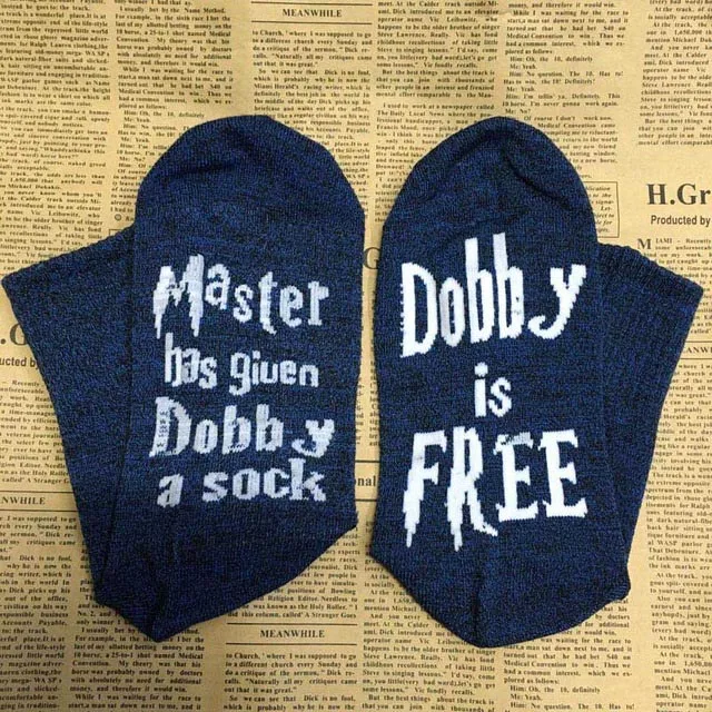 Dobby is free 10 Изготовленные на заказ винные носки, если вы можете прочесть это, приносите мне бокал вина осень весна зима Хэллоуин Рождественский носок для подарков Прямая поставка - Цвет: Dobby is free 10