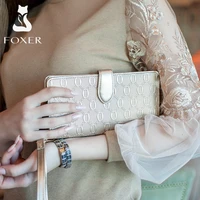 foxer brand womens long cow leather wallets ladies clutch bags famous designer purses women purse fashion female cowhide wallet