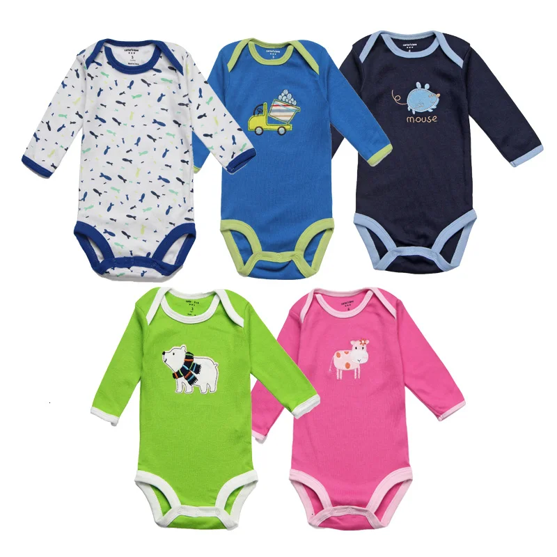 

5Pcs Unisex Baby Rompers Spring Baby Girl Clothes Roupa Bebes Newborn Baby Clothes Long Sleeve Infant Baby Boy Jumpsuits