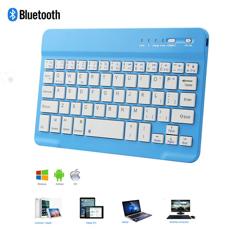 Bluetooth клавиатура мини беспроводная ультра тонкая 78 Keycaps маленький размер планшет