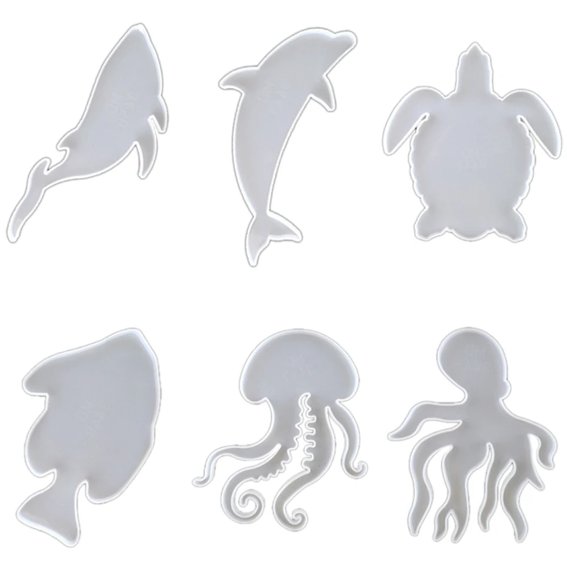 

DIY Crystal Epoxy Mold Marine Biological Coaster Mold with Silicone Resin Combination Set Sea Turtle, 6PCS