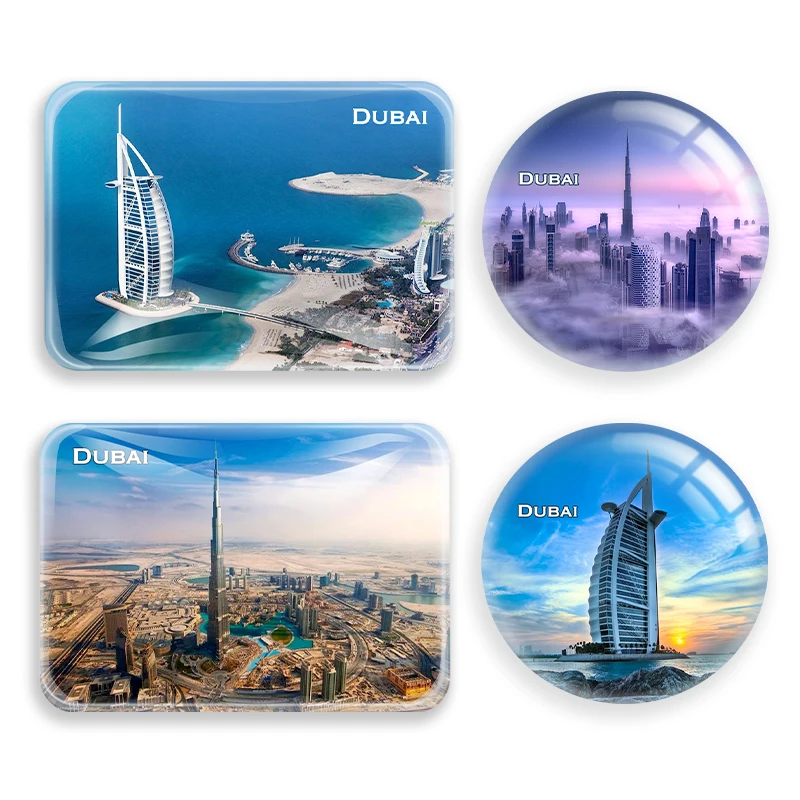 

Dubai Fridge Magnet World Travel Souvenir glass Refrigerator Magnetic Stickers Home Decor Tourist gift