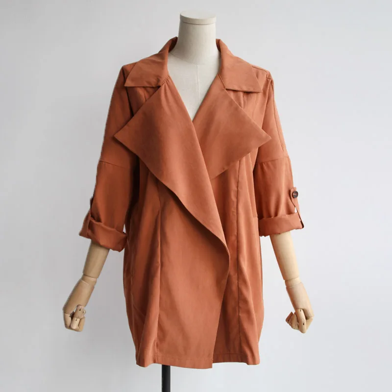 cs15292-orange Новые женские осенне-зимние пальто, модные короткие женские тренчи с длинным рукавом, повседневное пальто с воротником - Цвет: cs15292-orange