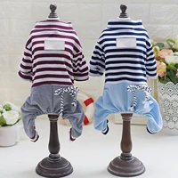 pet spring high neck striped pattern four legged pants t shirt dog cat clothes dog clothes cotton pet clothes for small dogs