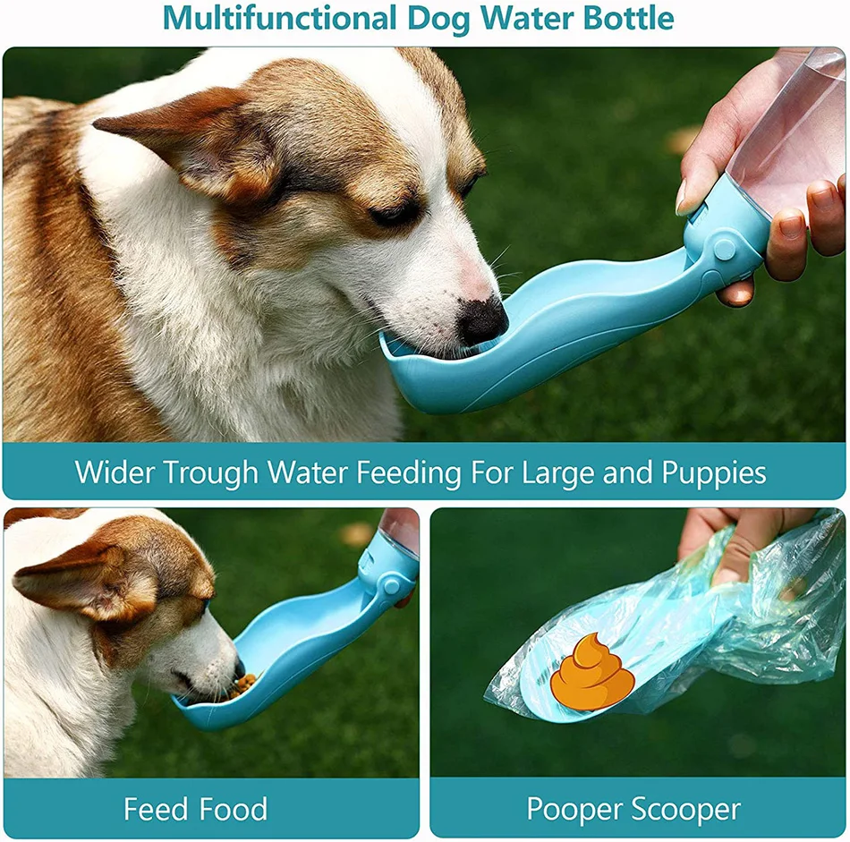 

Multifunctional Dog Water Bottle Portable Pet Drinker Feeder Food Bowl For Dog Gourd Water Dispenser Container Outdoor Travel