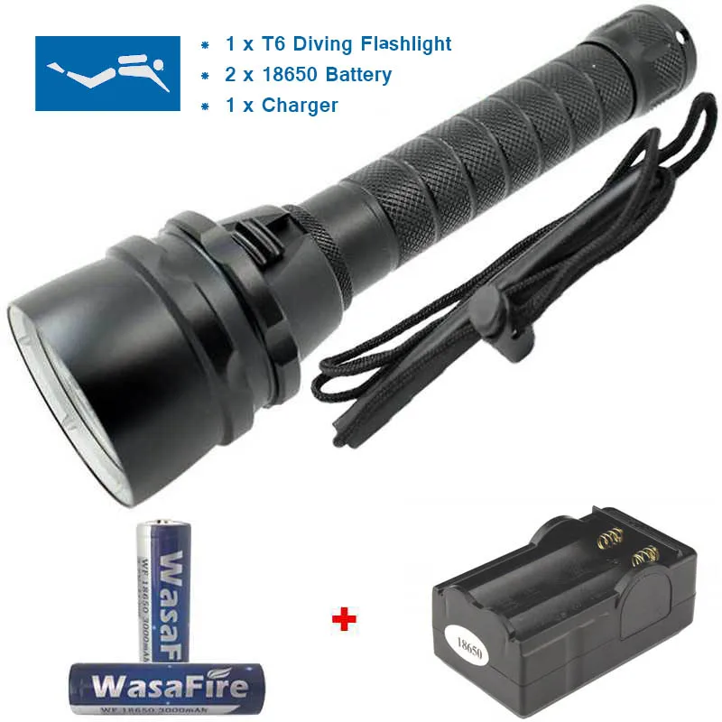 Водонепроницаемый Подводный фонарь для дайвинга мощный светодиодный 5 * T6
