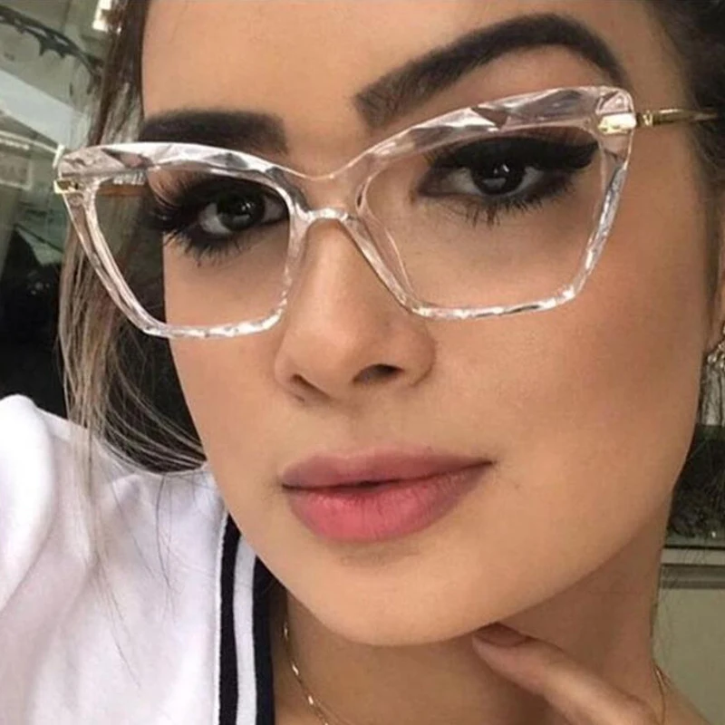 

2021 New Fashion Transparent Anti-blue Cat Eye Glasses Frame Women Brand Optical Eyeglasses Female Anti-blue Oculos Feminino