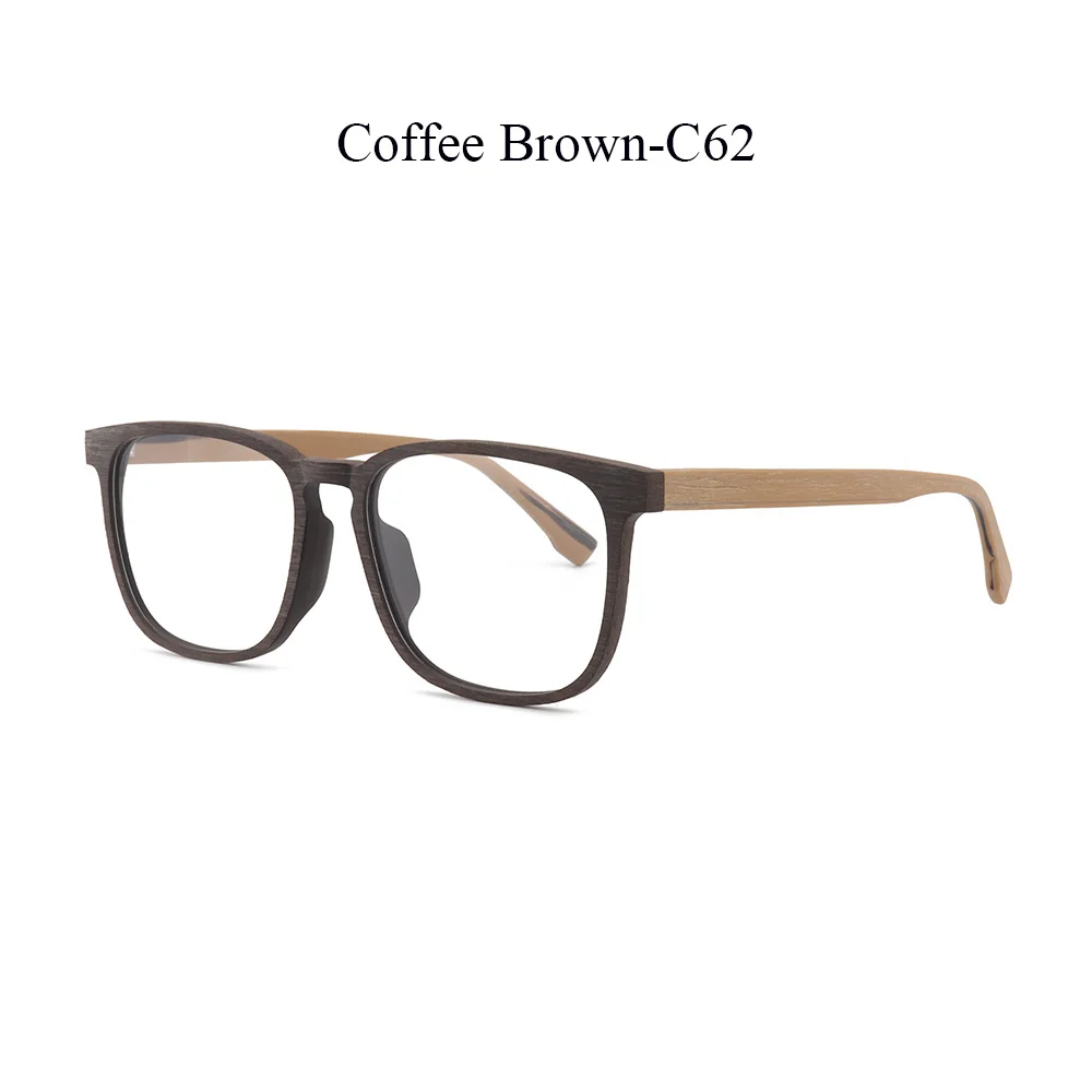 Coffee Brown-C62 HDCRAFTER оптические очки оправа сверхлегкие квадратные очки по рецепту деревянные рамы с прозрачными линзами для мужчин и женщин - Цвет оправы: Coffee Brown-C62