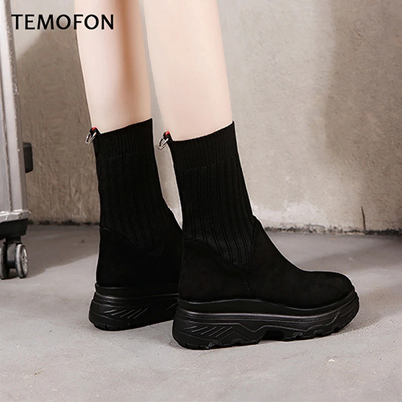 Обувь для увеличения роста женские зимние носки на платформе кроссовки