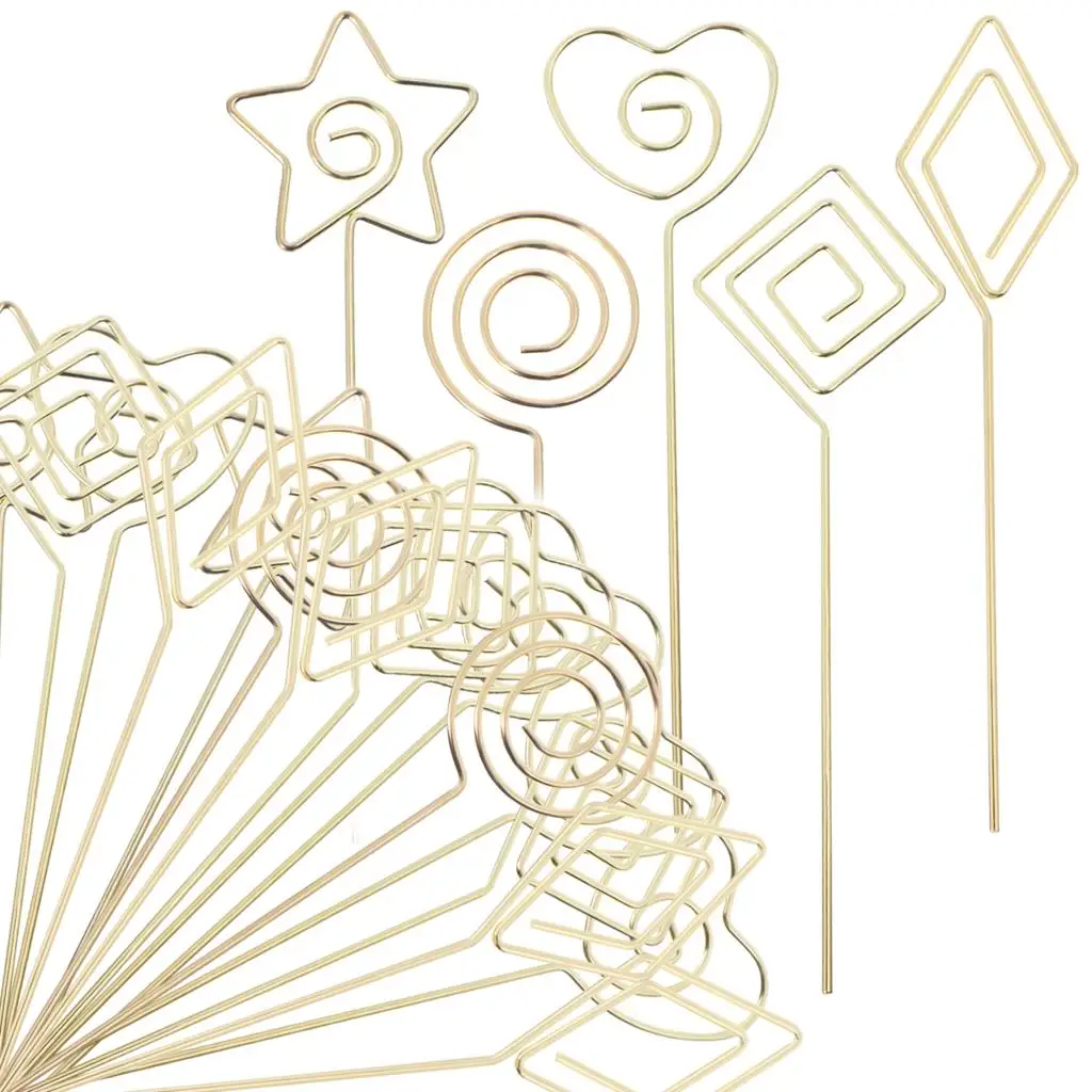 

30 Pcs Metal Wire Floral Place Card Holder Star Picture Sticks Photo