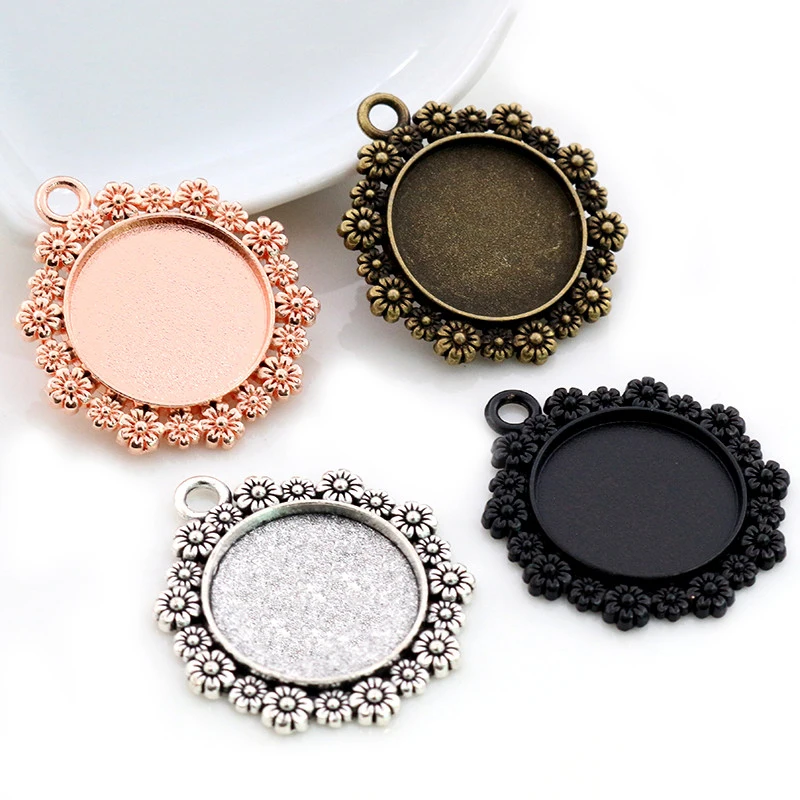 

5 шт 20 мм Внутренний размер 4 вида цветов покрытый классический цветочный стиль кабошон основание Подвески поднос