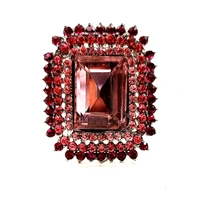 stunning combination crystal large rectangular pink stone pins brooches geometry vintage jewelry for women collar sweater dres
