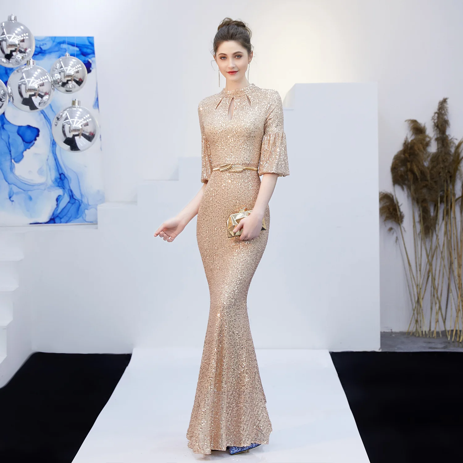 

Zaraing dress 2021 Party sexy dress long skirt shoulder high-end design party evening dress trafaluc zaras Slim fishtail skirt