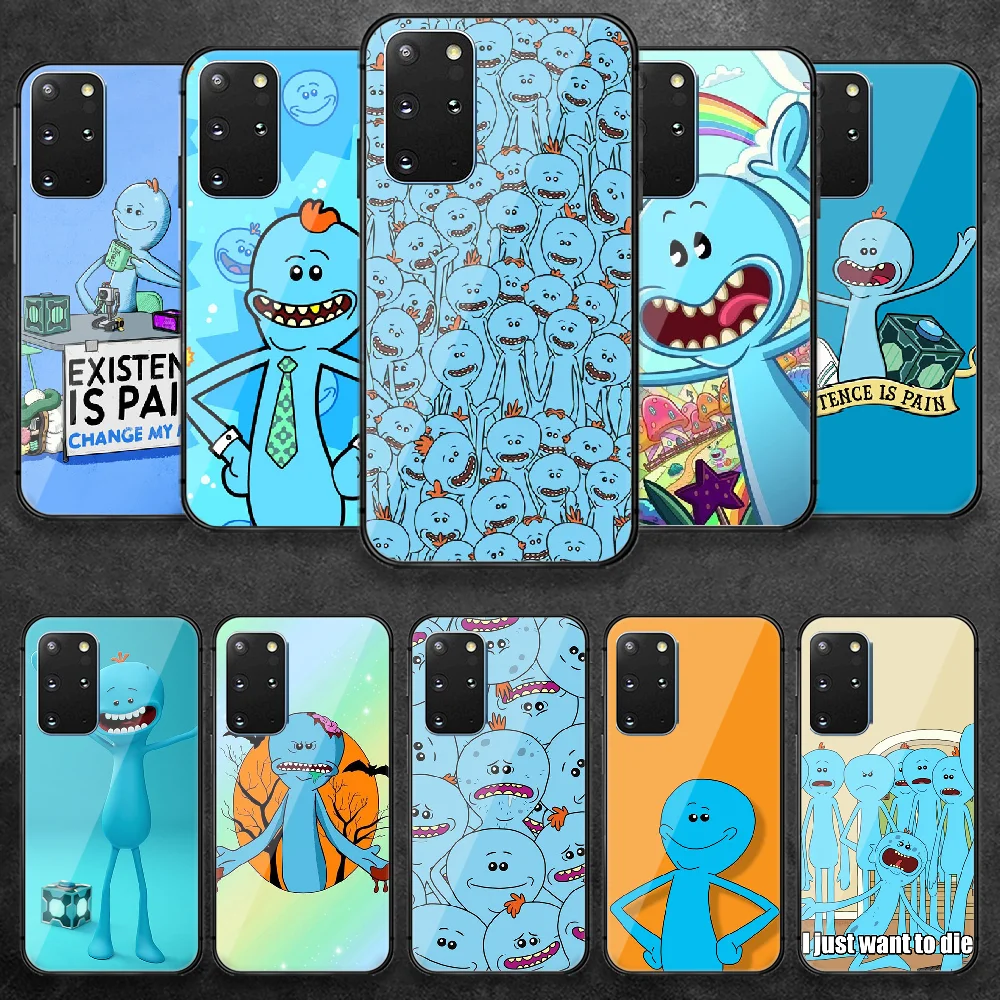 

Mr Meeseeks Blue Cartoon Tempered Glass Phone Case Cover For Samsung Galaxy Note S 8 9 10 20 21 E Plus Ultra M 31 51 FE Bumper