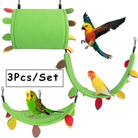 3pcsset birds parrot toy pet parakeet budgie cockatiel plush cage hut nest bird playstand hanging hammock swing toy brinquedo