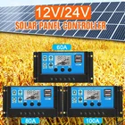 Автоматический контроллер заряда солнечной батареи, ШИМ-контроллер с ЖК-дисплеем, двойной USB-выход 5 В, 60 А80 а100 А, 12 В24 В