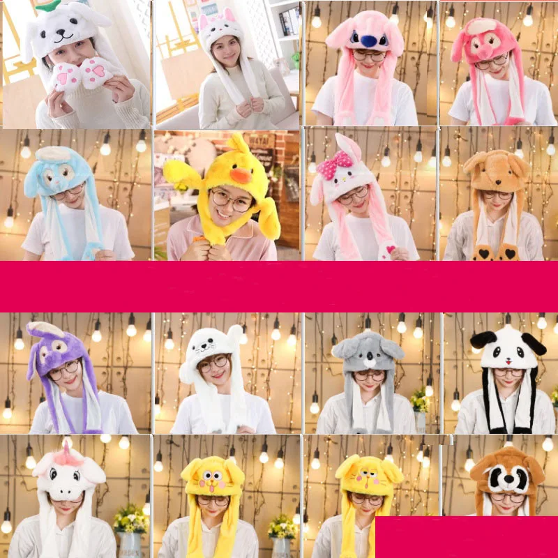 Шапка с подвижными кроличьими ушками плюшевая игрушка шапка для подушки