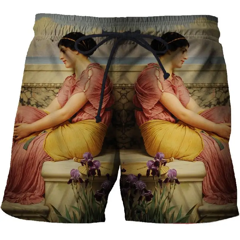 

World famous paintings 3d printing men's beach shorts casual shorts beach pants summer boxer shorts plus size men's shorts