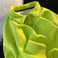 vintage waffle polo hoodies cute heart women green sweatshirts 2021 harajuku casual oversized hoodies for teen female streetwear