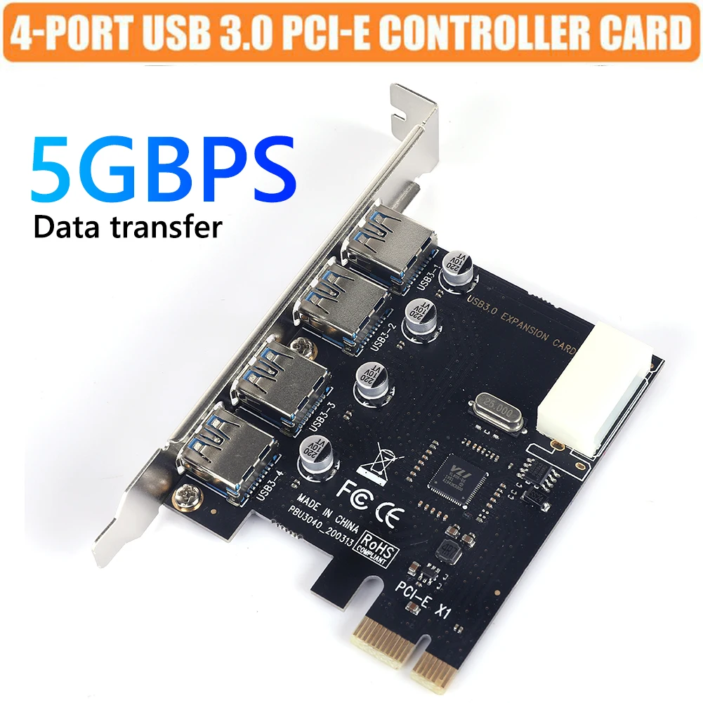 

4 порта USB PCIE Райзер расширения карты PCI Express PCIe USB 3,0 высокоскоростной концентратор адаптер для ПК Компьютерные аксессуары