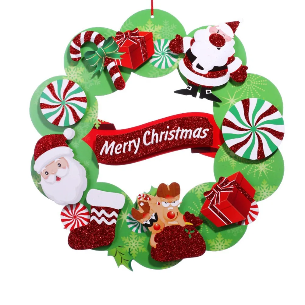 

Christmas Wreath Wall Stickers Three-Dimensional Glitter Paper Garland Decor Paper Glitter Christmas Wreath Window Room Decorati