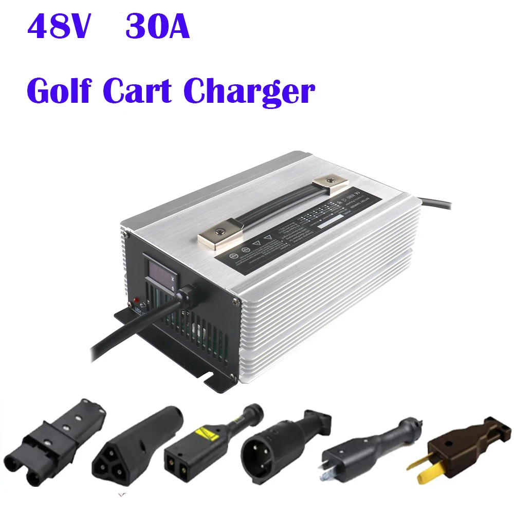 

48V 30A Aluminium Casting Golf cart Lead Acid Battery Charger with 3-pin Triangular Plug for EZGO RXV 48 Volt 30 Amp Golf carts