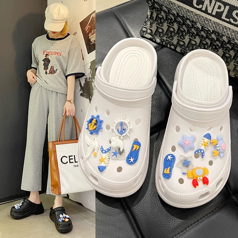 

Шлепанцы женские на платформе 6 см, садовые сандалии на танкетке, пляжные шлепанцы для улицы, сланцы для ванной комнаты, летние тапочки 34