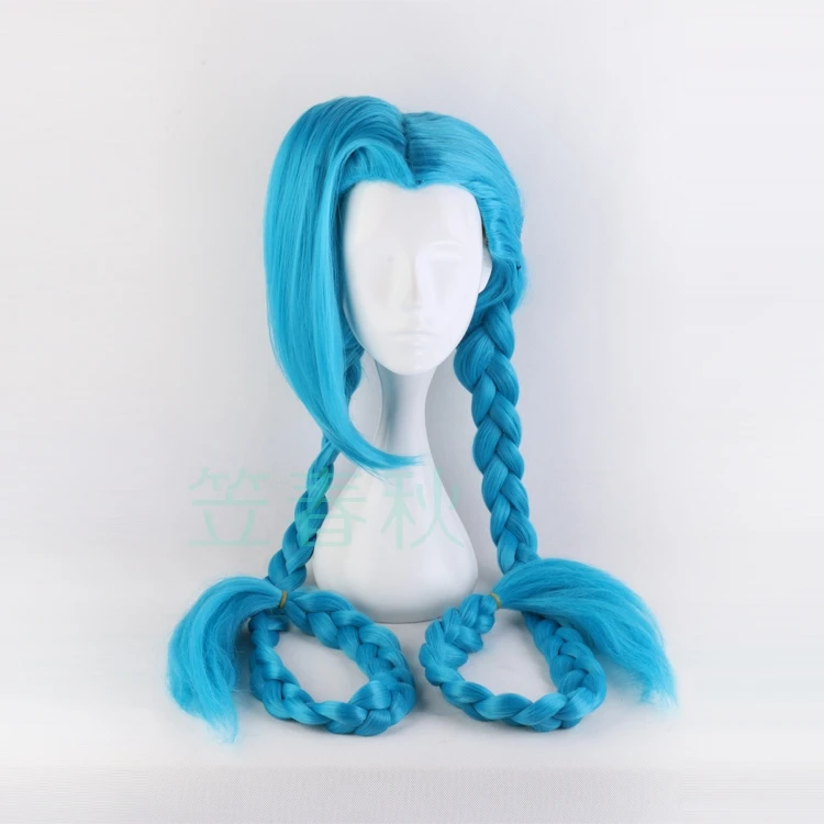 

120cm/46.8" LOL Jinx cosplay wig Jinx blue braids The Loose Cannon wig with blue plaits Jinx hair costumes free shipping