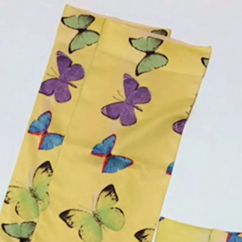 

Women Summer Thin Knee High Long Socks Colorful Butterfly Harajuku Stockings