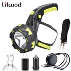 Супер яркая светодиодная вспышка XM-L T6, перезаряжаемая через USB вссветильник COB с аккумулятором 18650, мощный аварийный источник питания Светильник для кемпинга