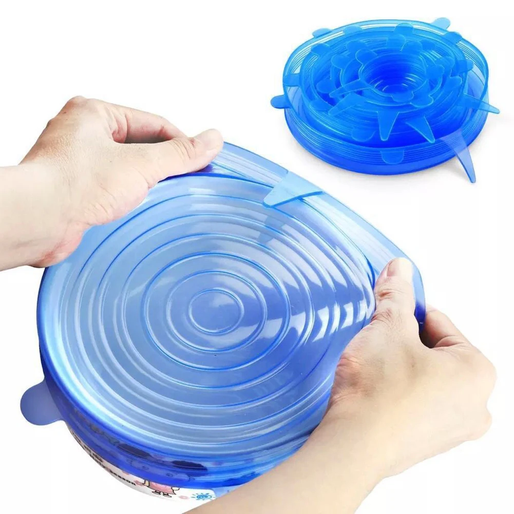 12 шт эластичные силиконовые крышки чаши многоразовые холодильник еда салат